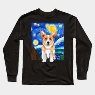 Corgi Dog Lover Starry Night Dog Corgi van gogh Long Sleeve T-Shirt